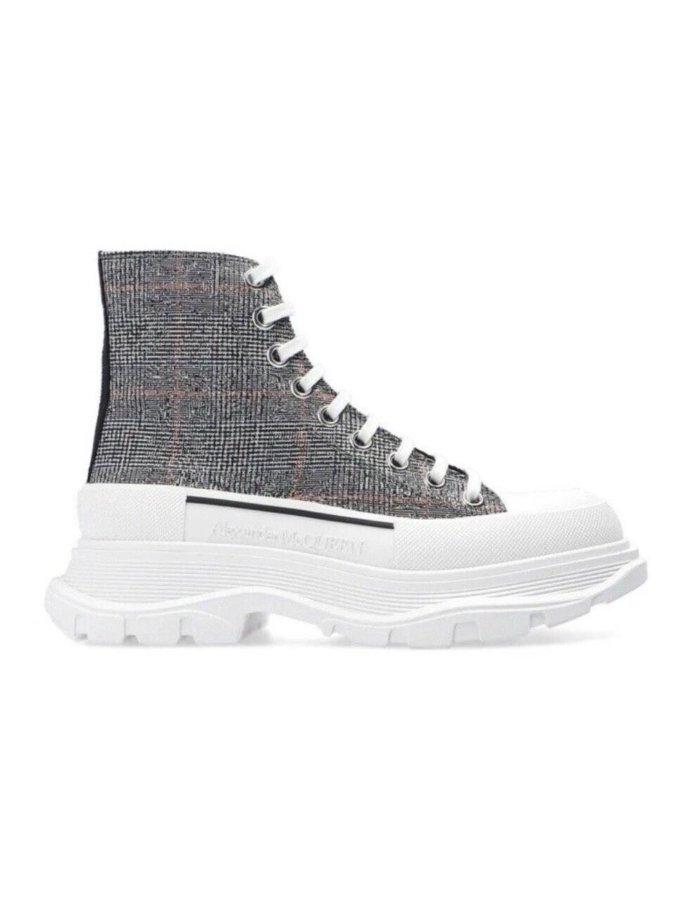 Alexander McQueen Tread Slick High Top Sneakers 37.5 Grey Tweed Platform
